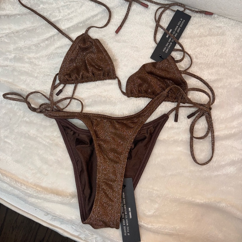 NWT Triangl Brown Sparkly Bikini Set